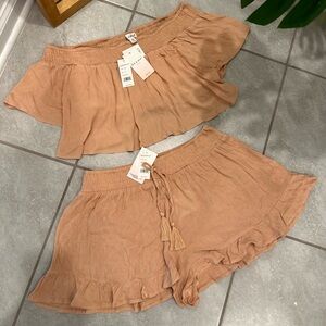 KIWI + PUNCH CROP OFF SHOULDER TOP AND SHORTS SET